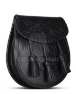 Black Leather Embossed Day Sporran