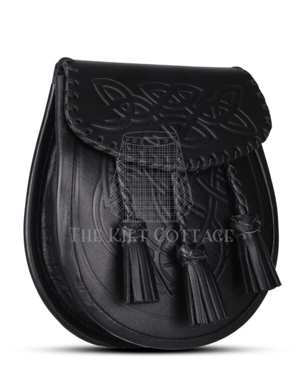 Black Leather Embossed Day Sporran