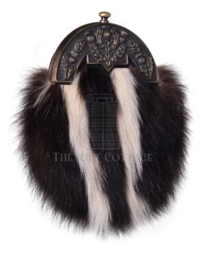 Brass Thistle Skunk Fur Full Dress Sporran