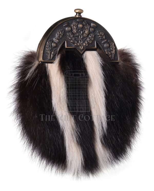 Brass Thistle Skunk Fur Full Dress Sporran