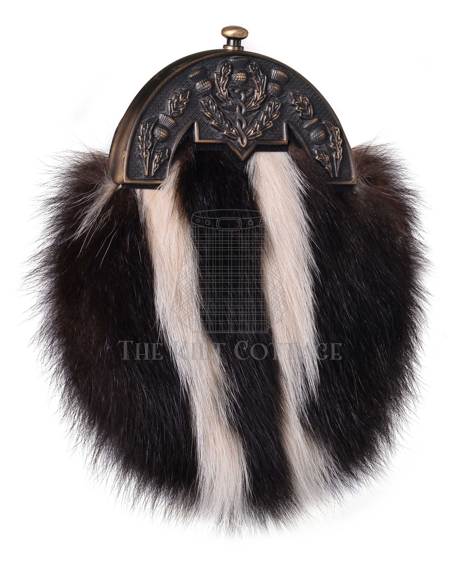 Brass Thistle Skunk Fur Full Dress Sporran Brass Thistle Skunk Fur Full Dress Sporran