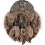 Brass Stag Head Coyote Fur Full Dress Sporran