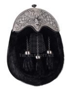Nickle Brushed Stag Head Black Seal Fur Full Dress Sporran