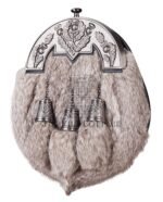 Nickle Brushed Thistle Brown Rabbit Fur Full Dress Sporran