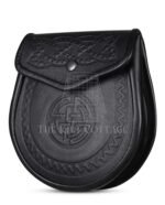 Double Embossed Black Leather Day Sporran