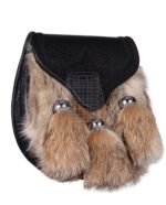 Coyote Fur Black Leather Bumble Bee Flap Semi Dress Sporran