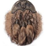 Brass Highland Cow Coyote Fur Full Dress Sporran