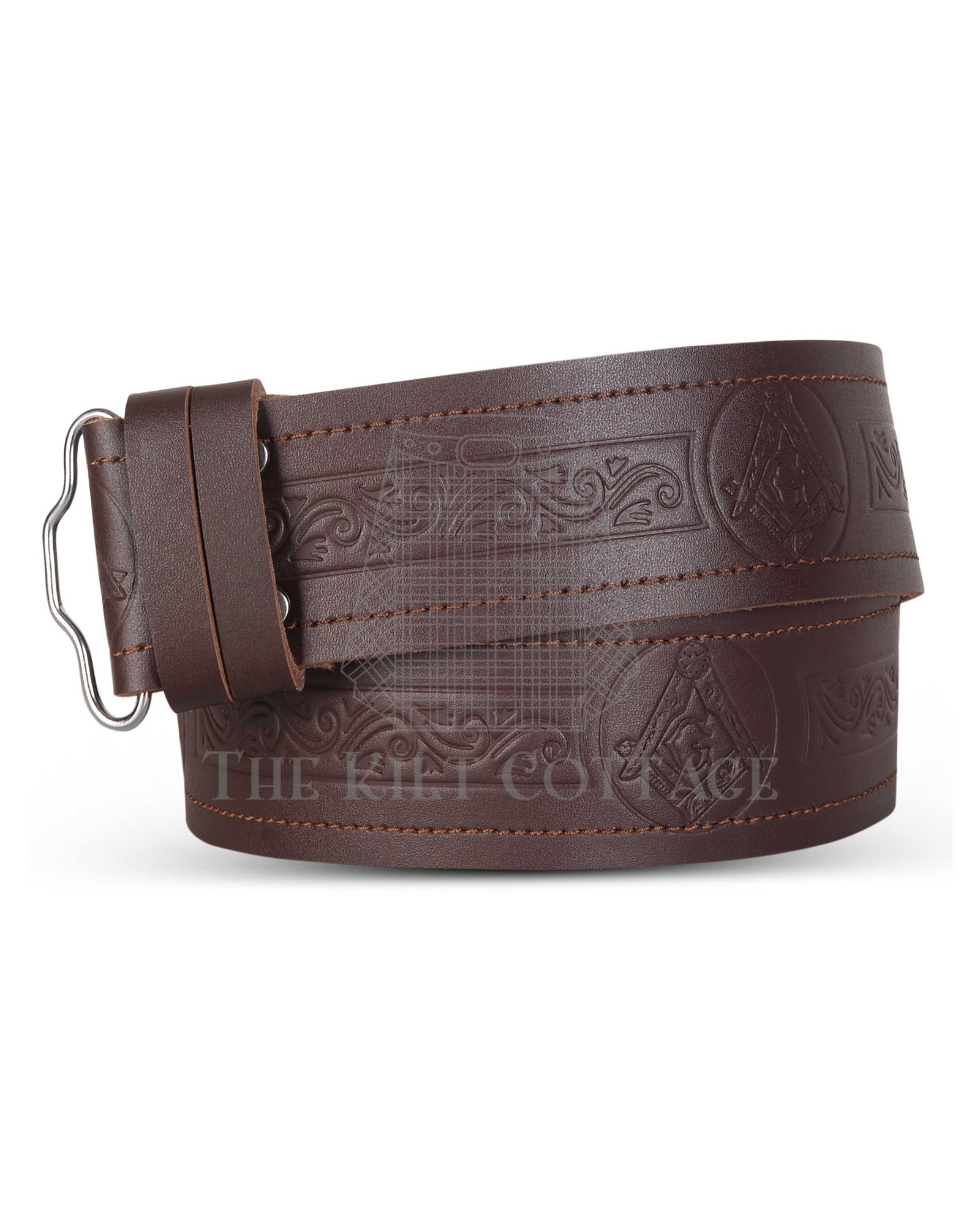 Masonic Embossed Brown Belt Masonic Embossed Brown Belt