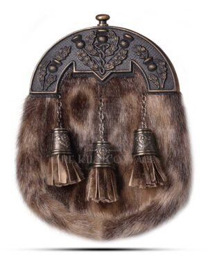 Brass Thistle Seal Fur Full Dress Sporran
