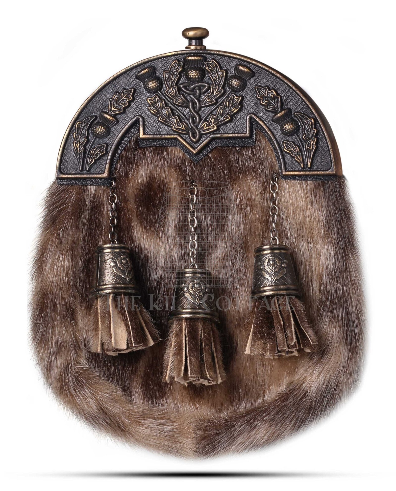 Brass Thistle Seal Fur Full Dress Sporran