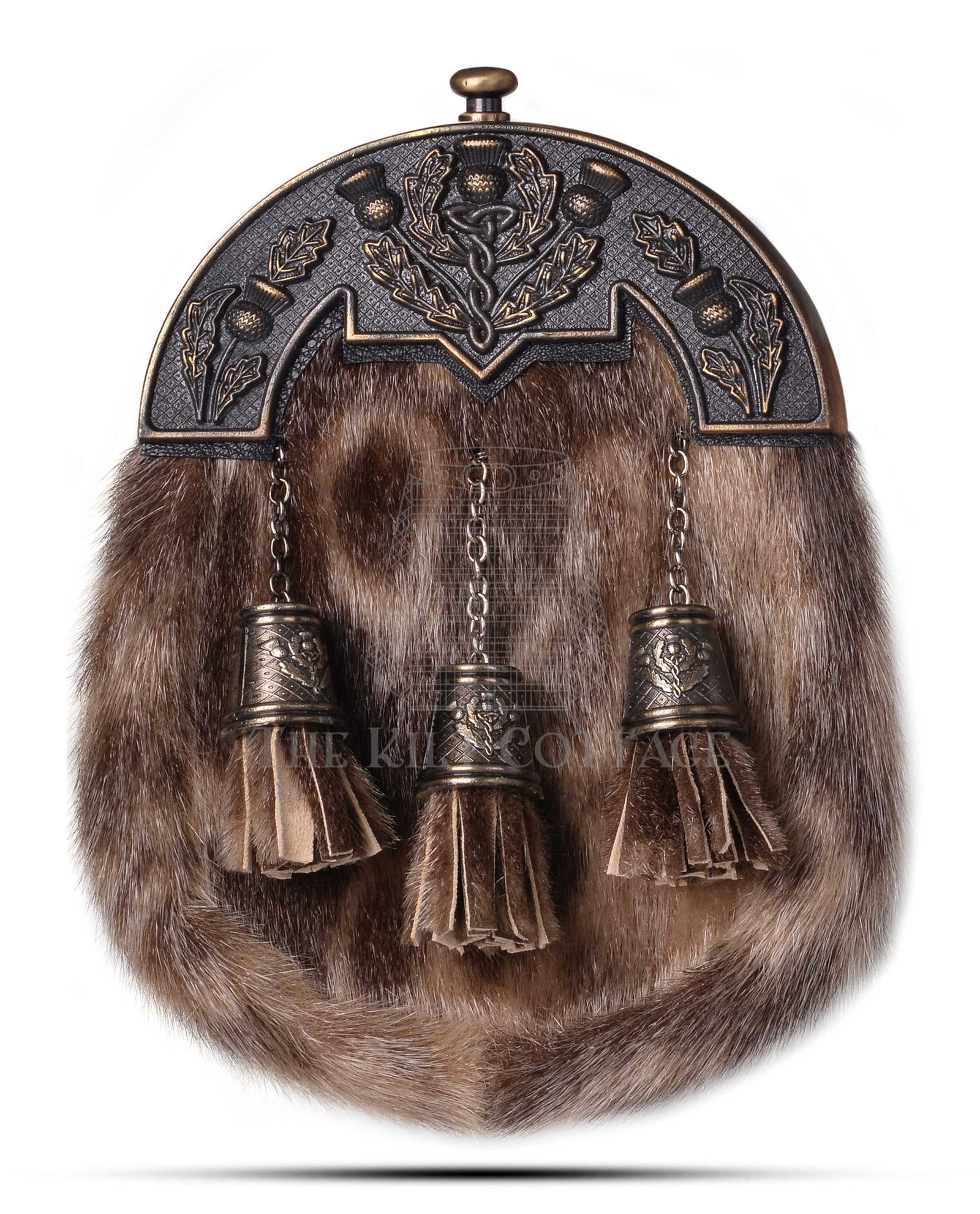 Brass Thistle Seal Fur Full Dress Sporran Brass Thistle Seal Fur Full Dress Sporran