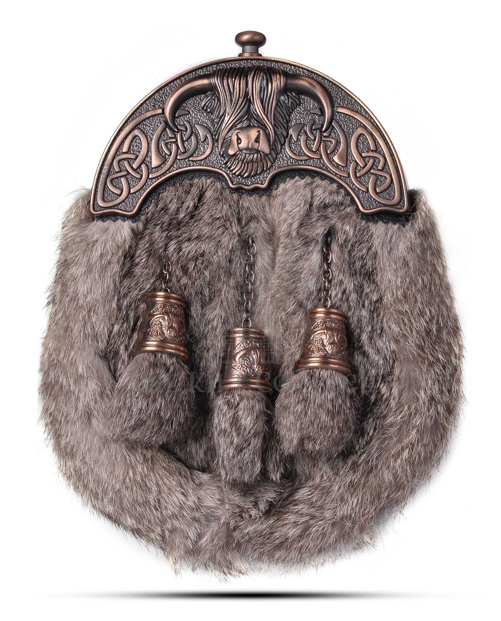 Bronze Highland Cow Brown Rabbit Fur Full Dress Sporran Bronze Highland Cow Brown Rabbit Fur Full Dress Sporran