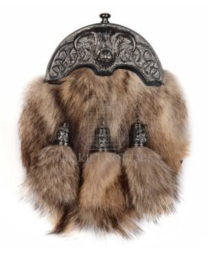 Nickle Brushed Highland Cow Coyote Fur Full Dress Sporran