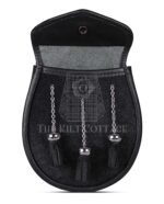 Endless Celtic Knot Embossed Black Bovine Fur Semi Dress Sporran