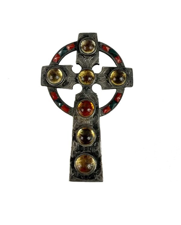 Antique Celtic Cross Pebble Scottish Brooch