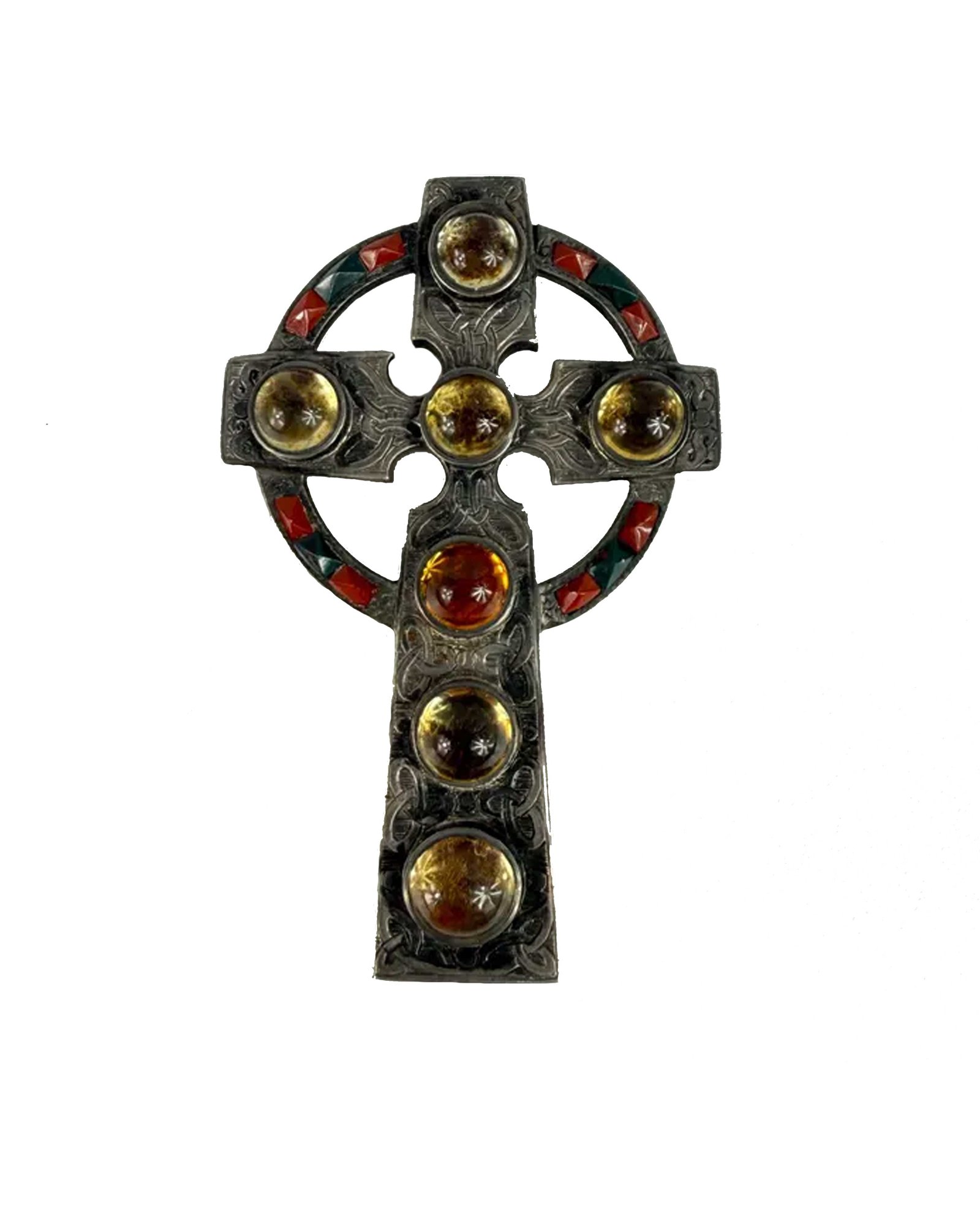 Antique Celtic Cross Pebble Scottish Brooch Antique Celtic Cross Pebble Scottish Brooch