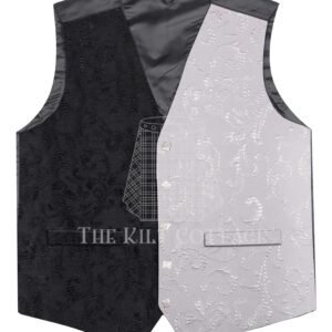 Black Barcode Tartan 5 Buttons Argyll Waistcoat