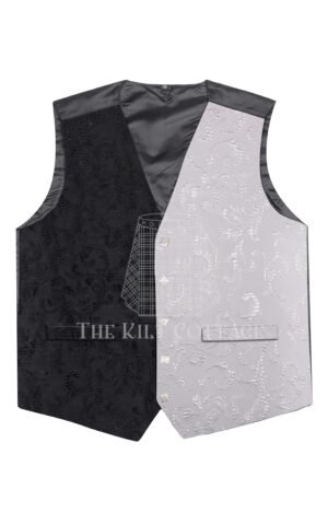 Black Barcode Tartan 5 Buttons Argyll Waistcoat