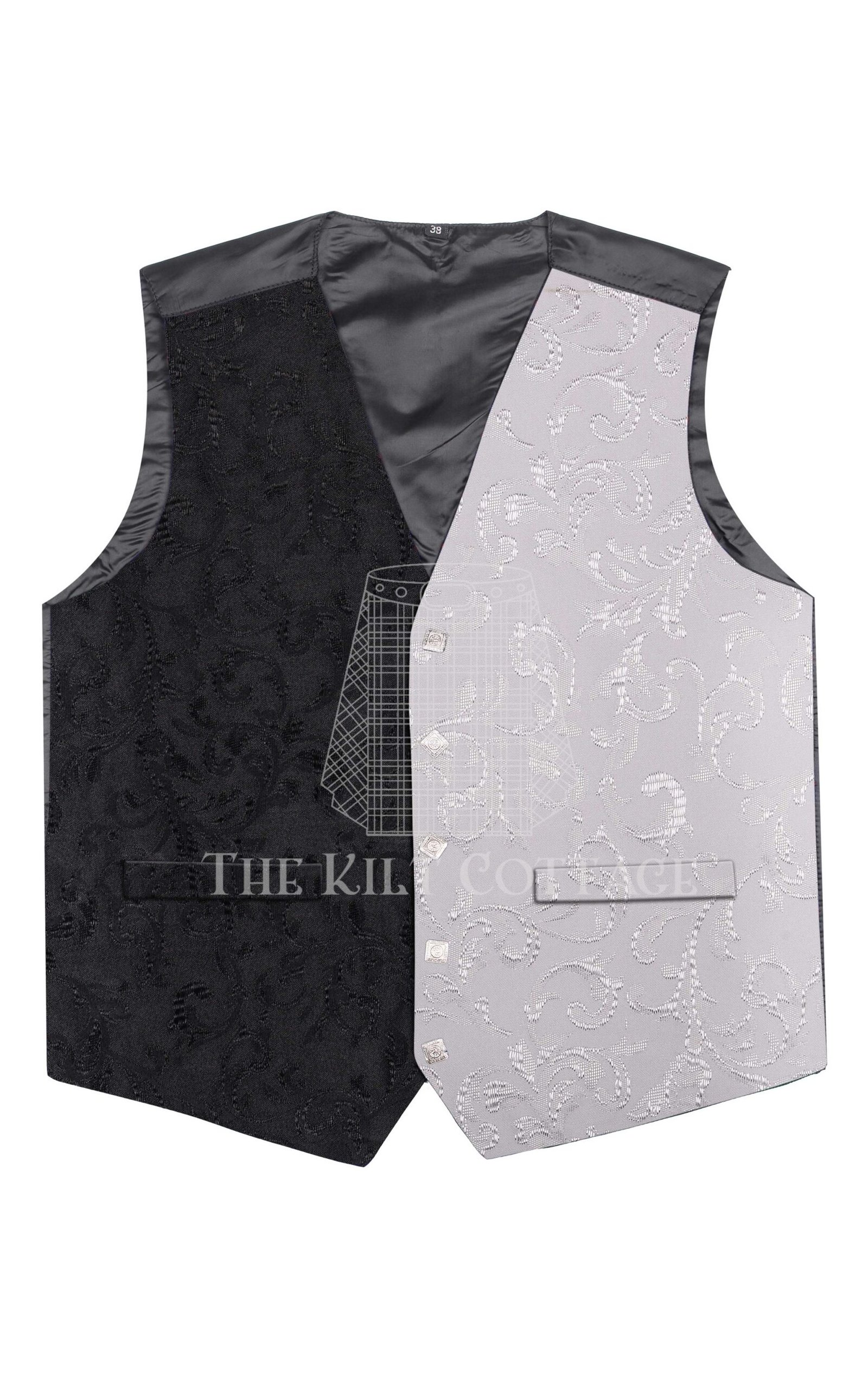 Black Barcode Tartan 5 Buttons Argyll Waistcoat