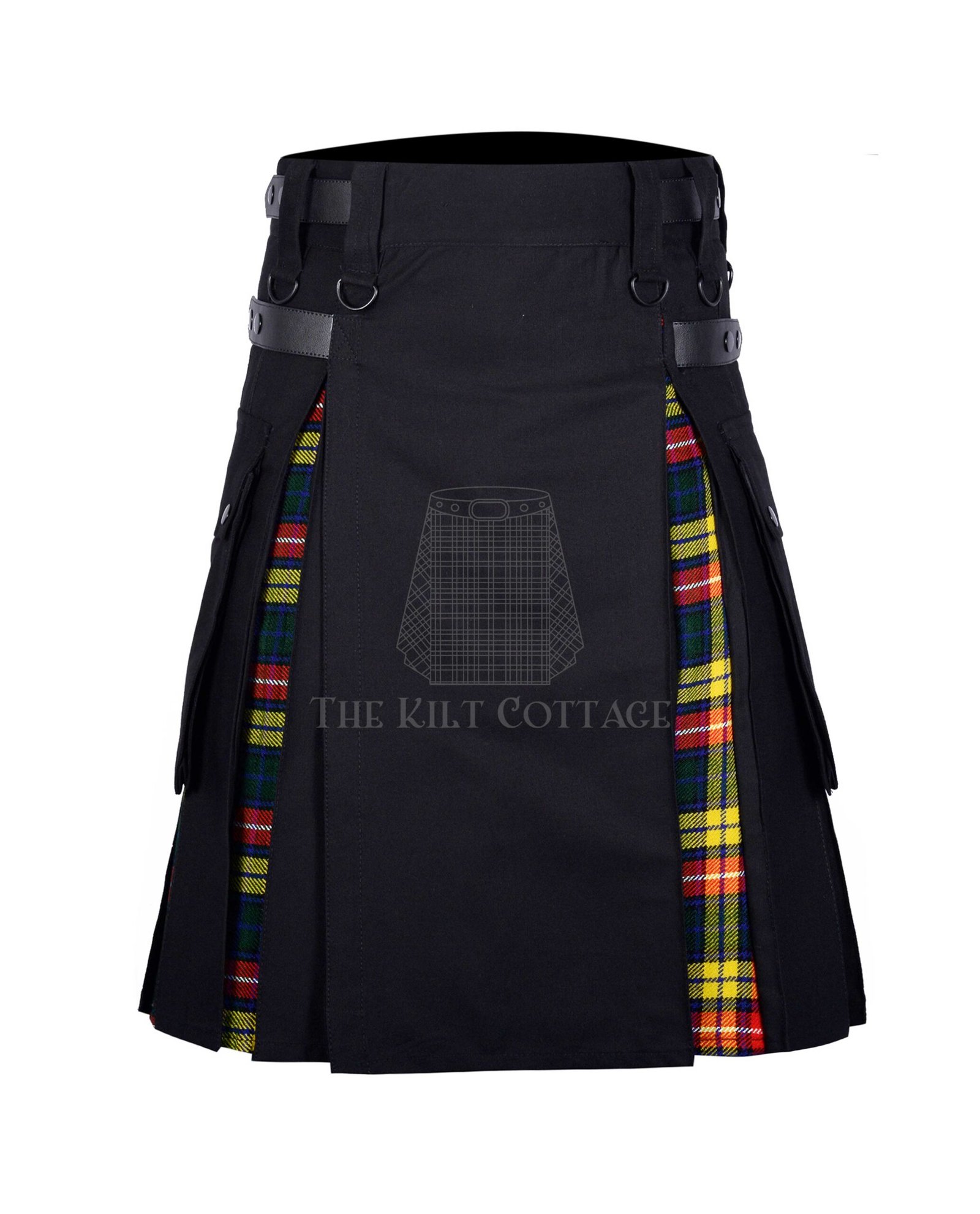 Black Cotton Buchanan Tartan Hybrid Kilt