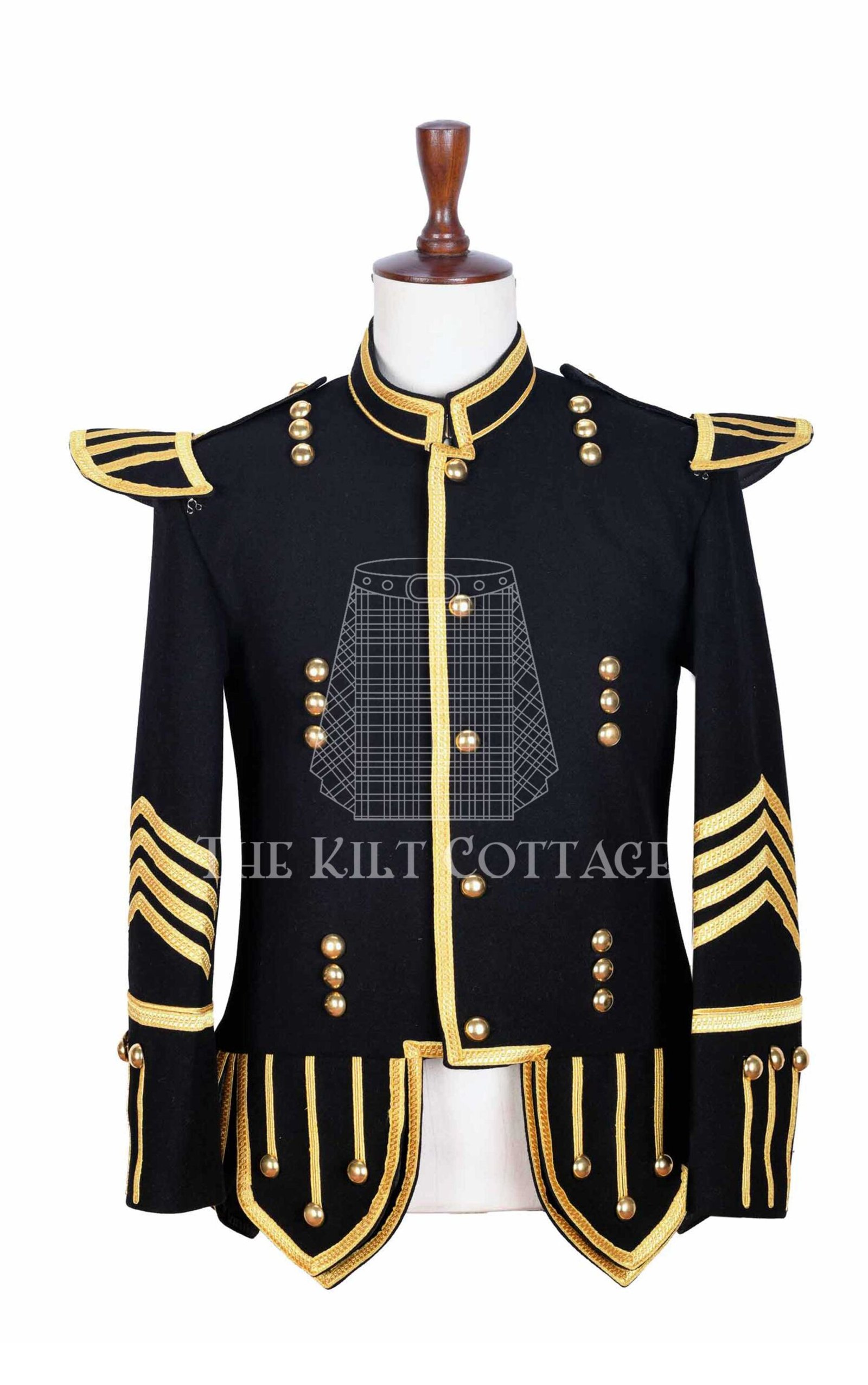 Scottish Black Gold Military Doublet Jacket