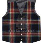 Black Stewart Tartan 5 Buttons Argyll Waistcoat