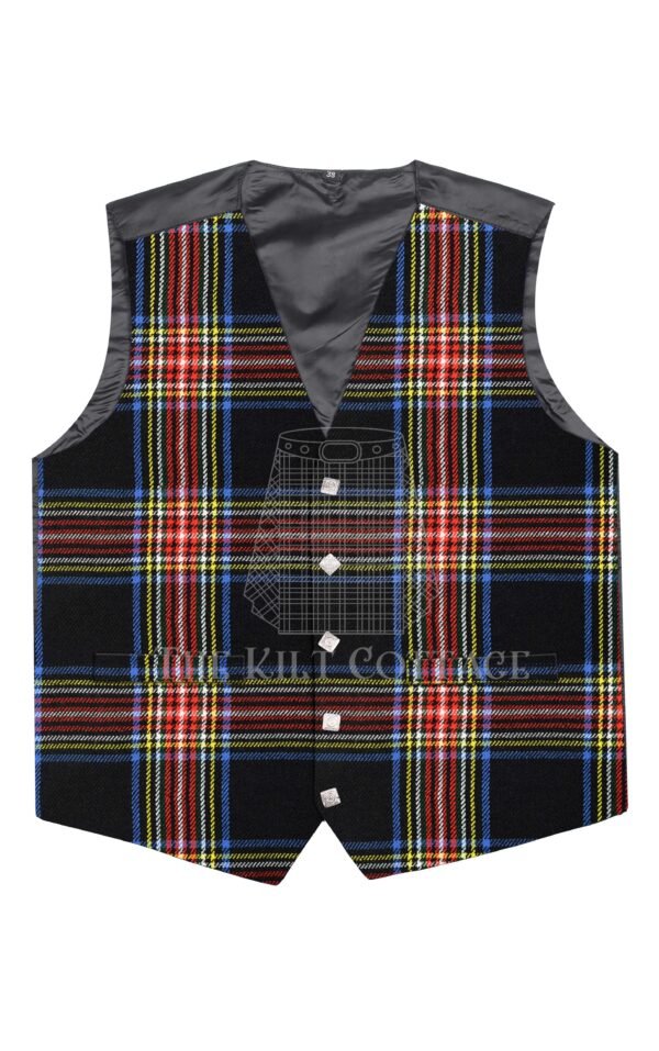 Black Stewart Tartan 5 Buttons Argyll Waistcoat