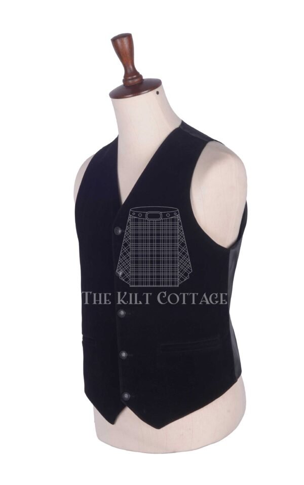 Black Velvet 5 Buttons Argyll Waistcoat