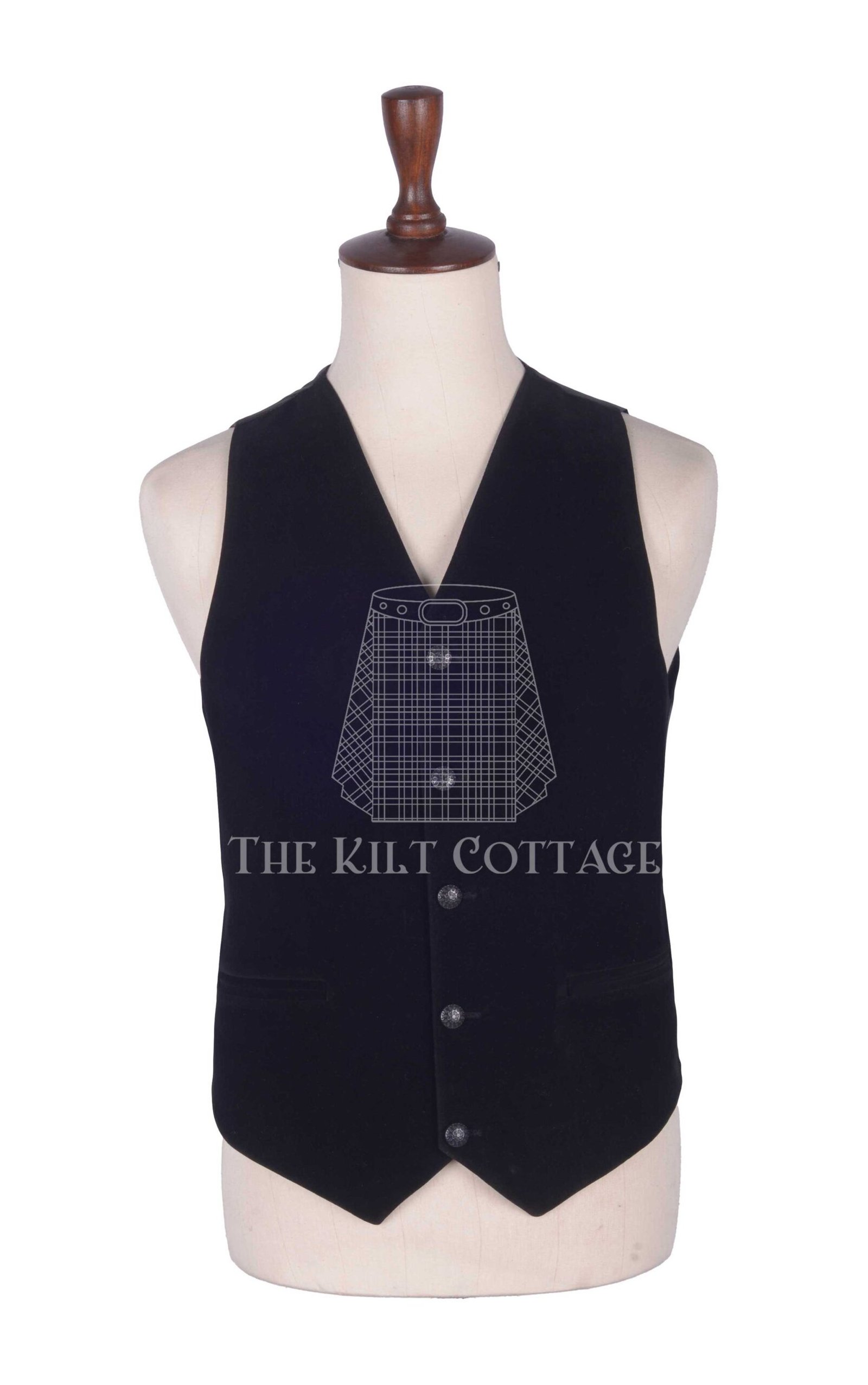 Black Velvet 5 Buttons Argyll Waistcoat