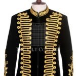 Black Velvet Gold Braided Military Hussar Jacket