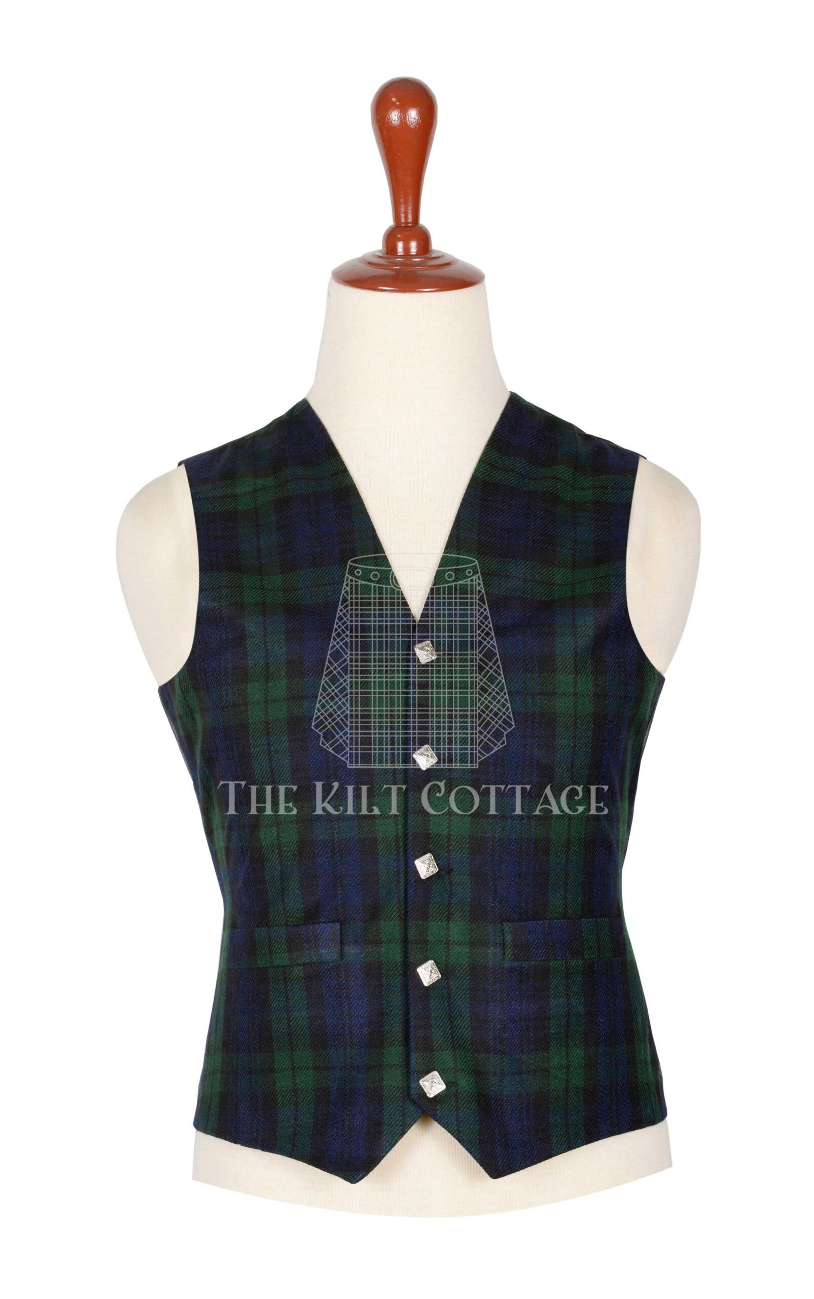 Black Watch Tartan 5 Buttons Argyll Waistcoat