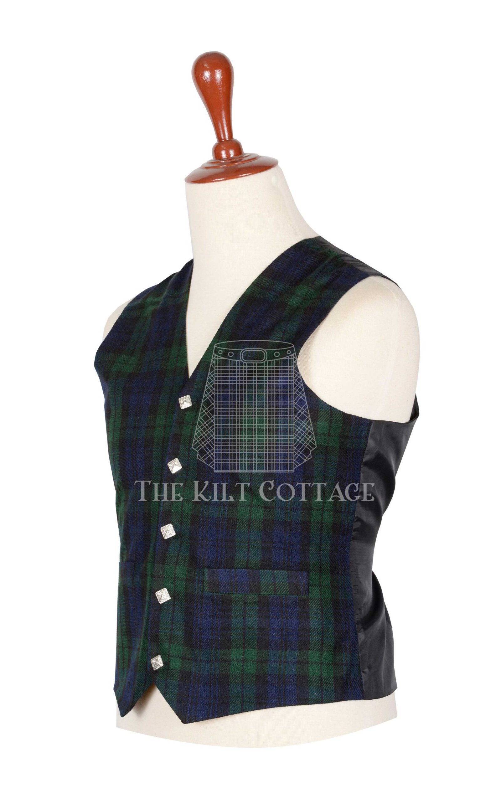 Black Watch Tartan 5 Buttons Argyll Waistcoat