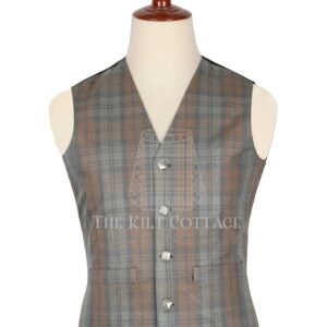 Black Watch Weathered Tartan 5 Buttons Argyll Waistcoat
