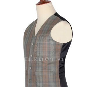 Black Watch Weathered Tartan 5 Buttons Argyll Waistcoat