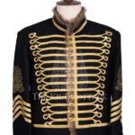 Black Wool Gold Braided Military Hussar Jacket
