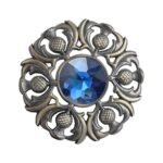 Blue Antique Brass Scottish Brooch