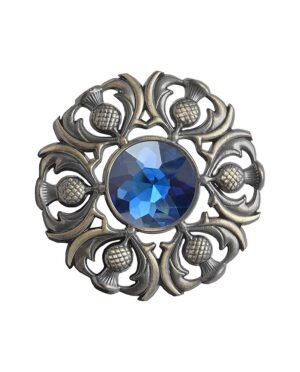 Blue Antique Brass Scottish Brooch