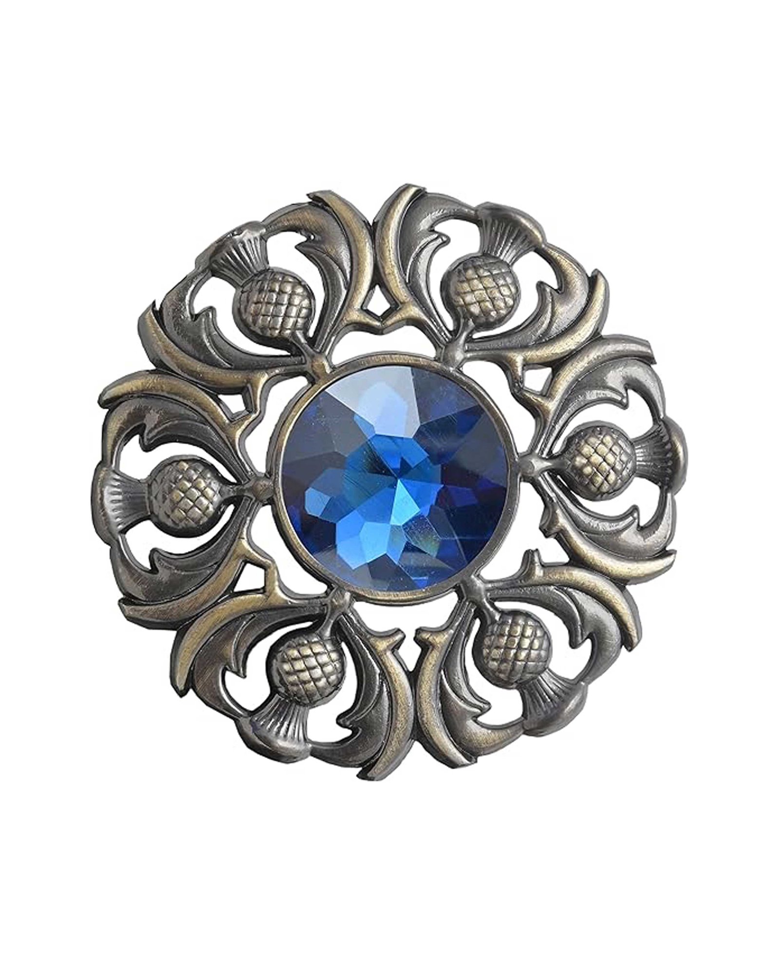 Blue Antique Brass Scottish Brooch Blue Antique Brass Scottish Brooch