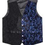 Blue Barcode Tartan 5 Buttons Argyll Waistcoat