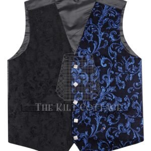 Blue Barcode Tartan 5 Buttons Argyll Waistcoat