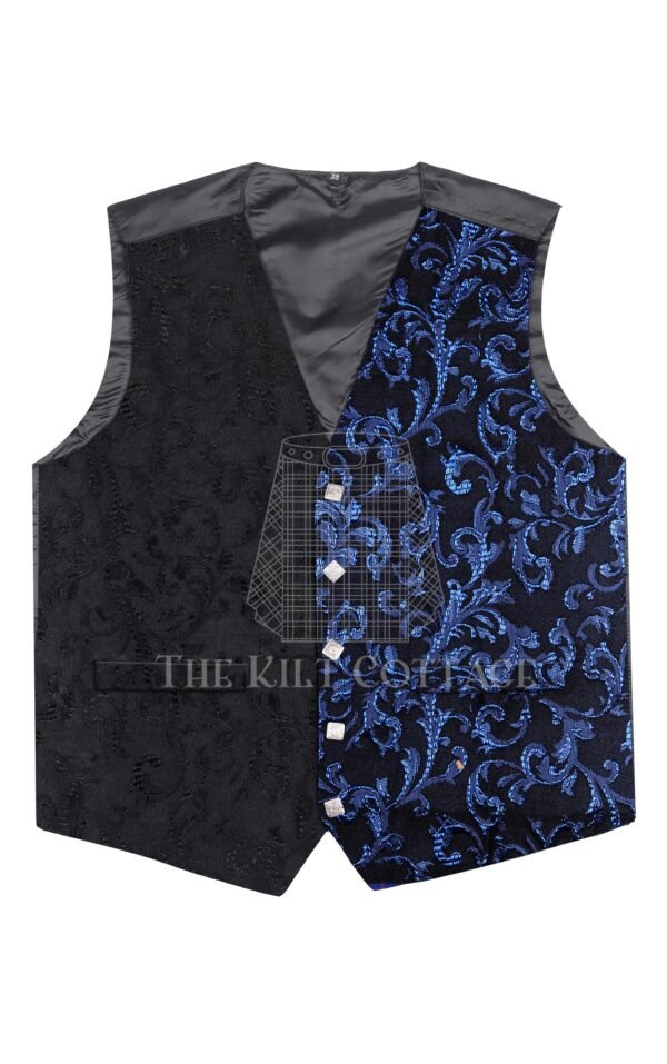 Blue Barcode Tartan 5 Buttons Argyll Waistcoat