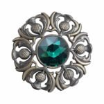 Bottle green Antique brass Scottish Brooch