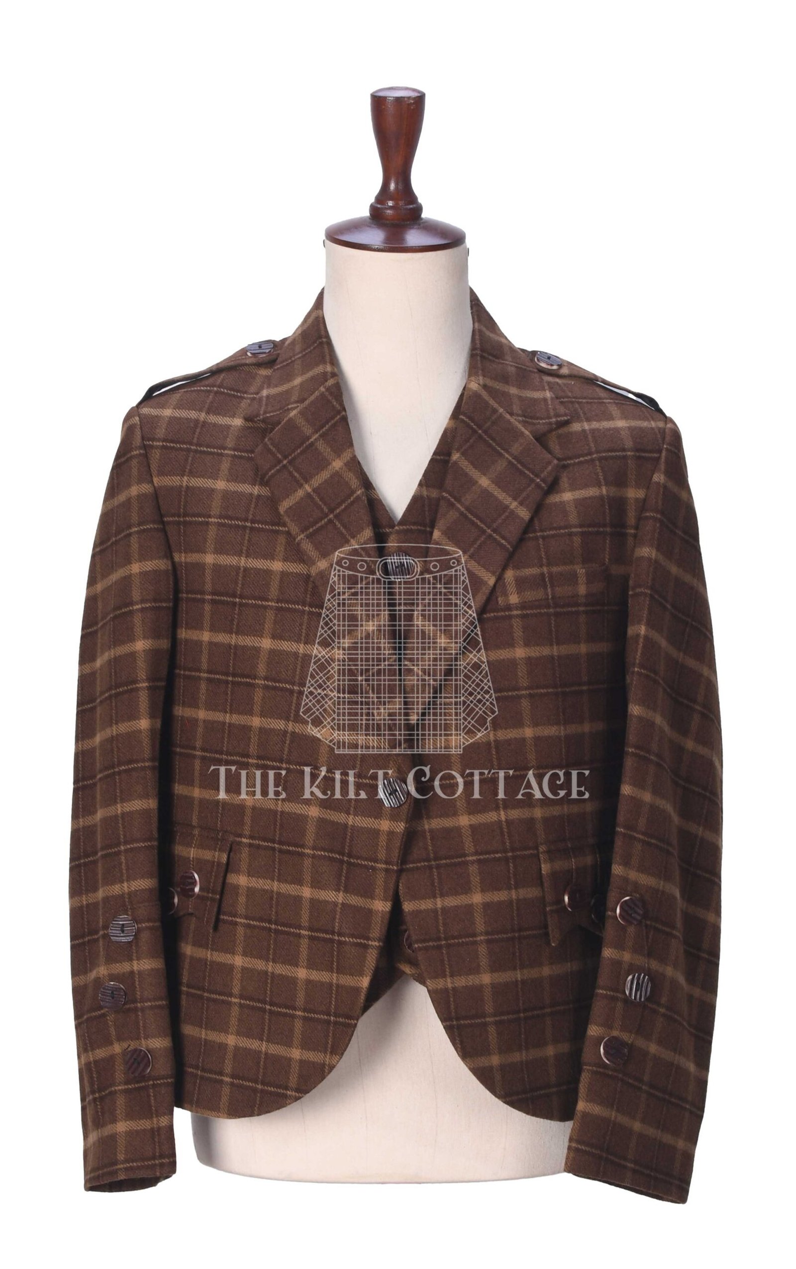 Brown Plaid Wool Crail Jacket and Waistcoat