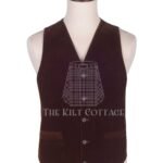 Brown Velvet 5 Buttons Argyll Waistcoat