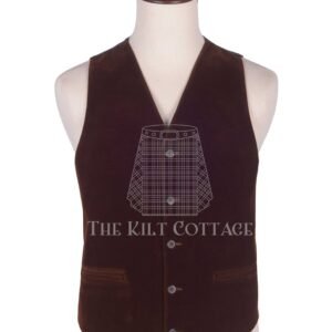 Brown Velvet 5 Buttons Argyll Waistcoat