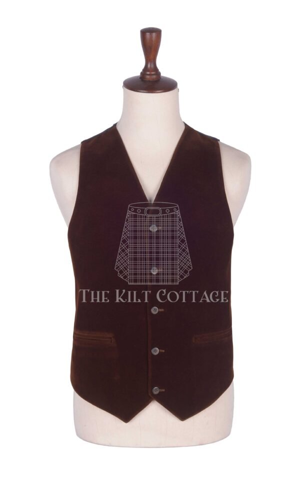 Brown Velvet 5 Buttons Argyll Waistcoat