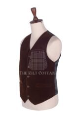 Brown Velvet 5 Buttons Argyll Waistcoat