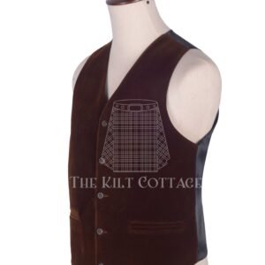 Brown Velvet 5 Buttons Argyll Waistcoat