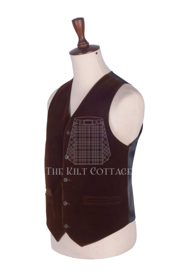 Brown Velvet 5 Buttons Argyll Waistcoat