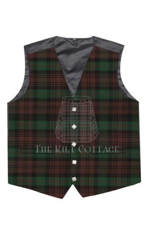 Brown Watch Tartan 5 Buttons Argyll Waistcoat